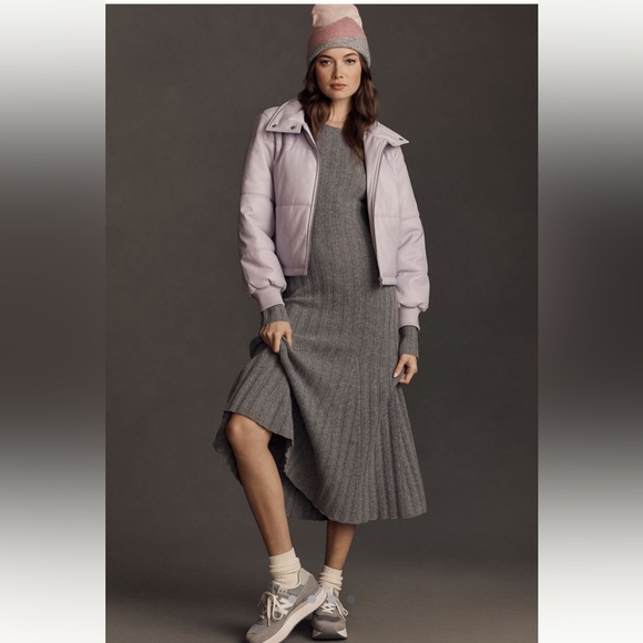 Anthropologie by Anthropologie Faux Leather Puffer Jacket in Lavender - Picture 7 of 10